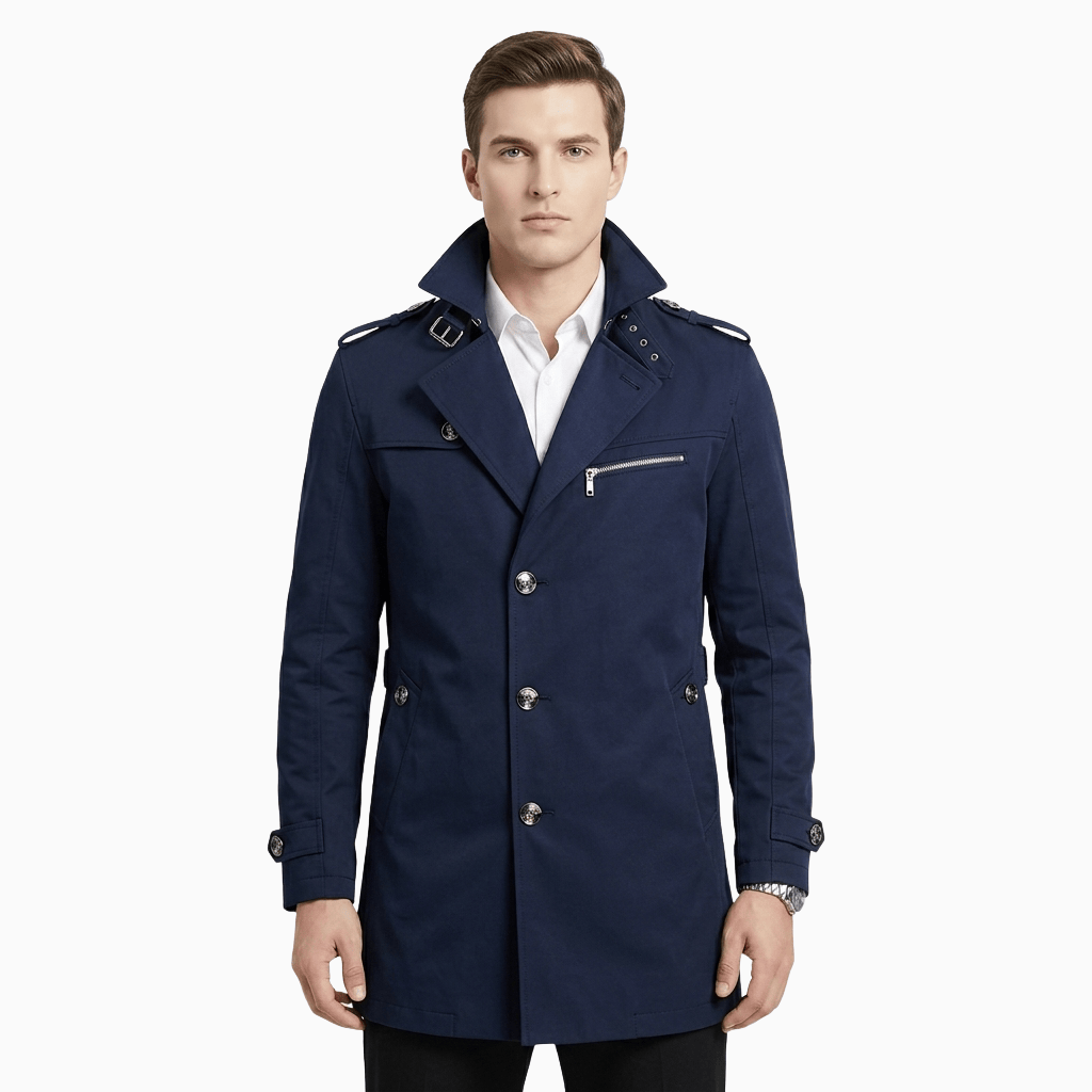 Kent Camden Navy Blue / XS WADE Cotton Buttoned Trench Coat