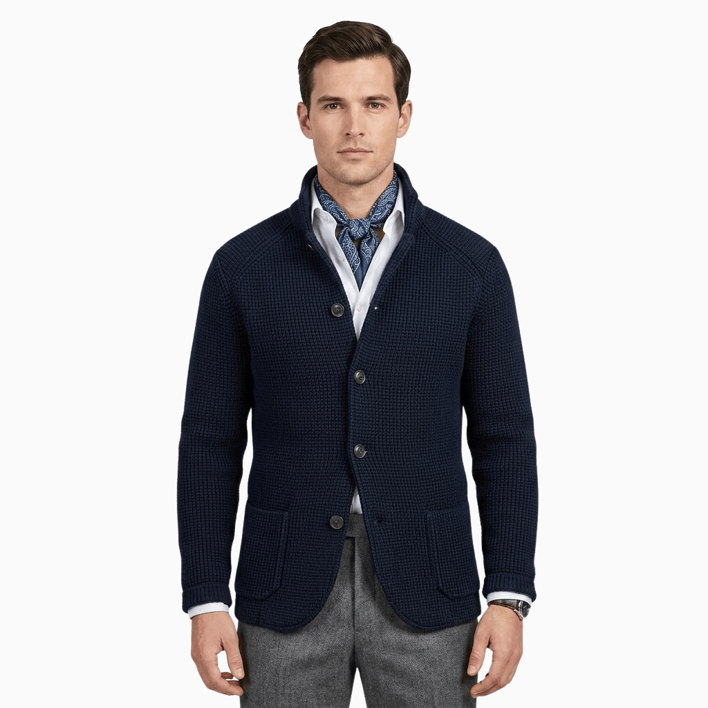 Kent Camden Navy / S DYLAN Casual V-neck Wool Cardigan