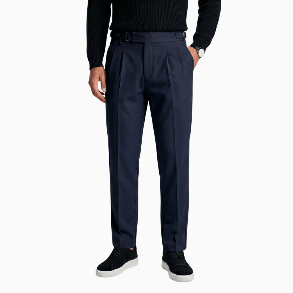 Kent Camden Navy / S FROST Elegant Pleated Polyester Pants