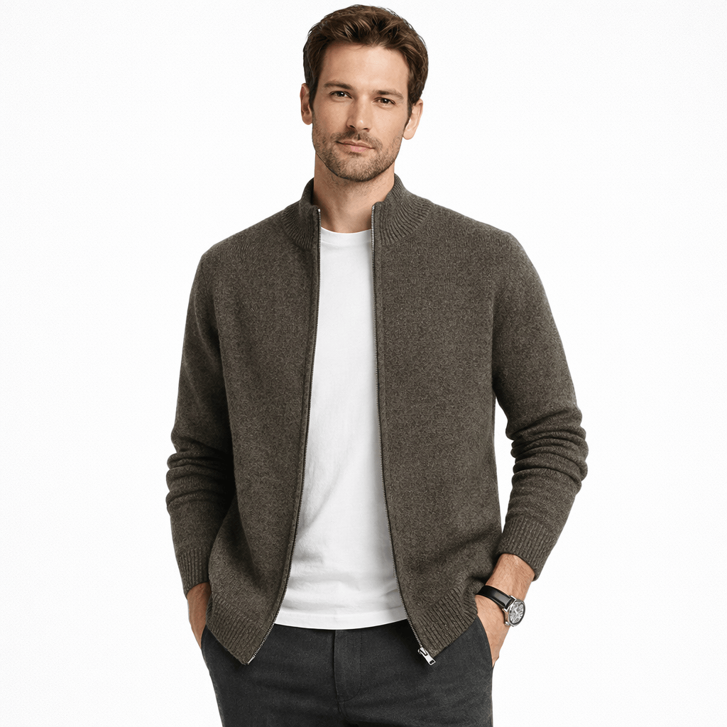 Kent Camden Olive Green / S SPENCER Casual Wool Zip Cardigan