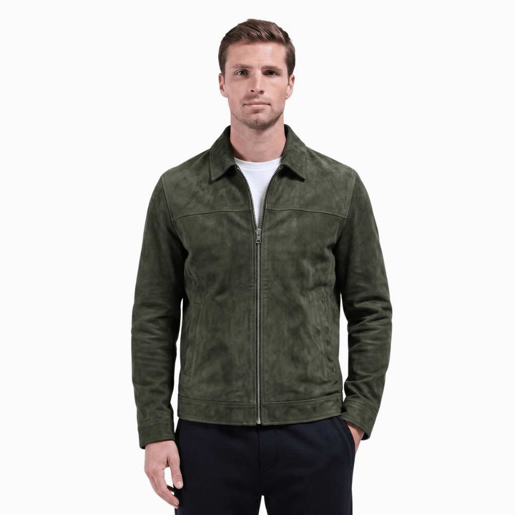 Kent Camden Olive Green / S STONE Moto Jacket Faux Leather Regular Fit