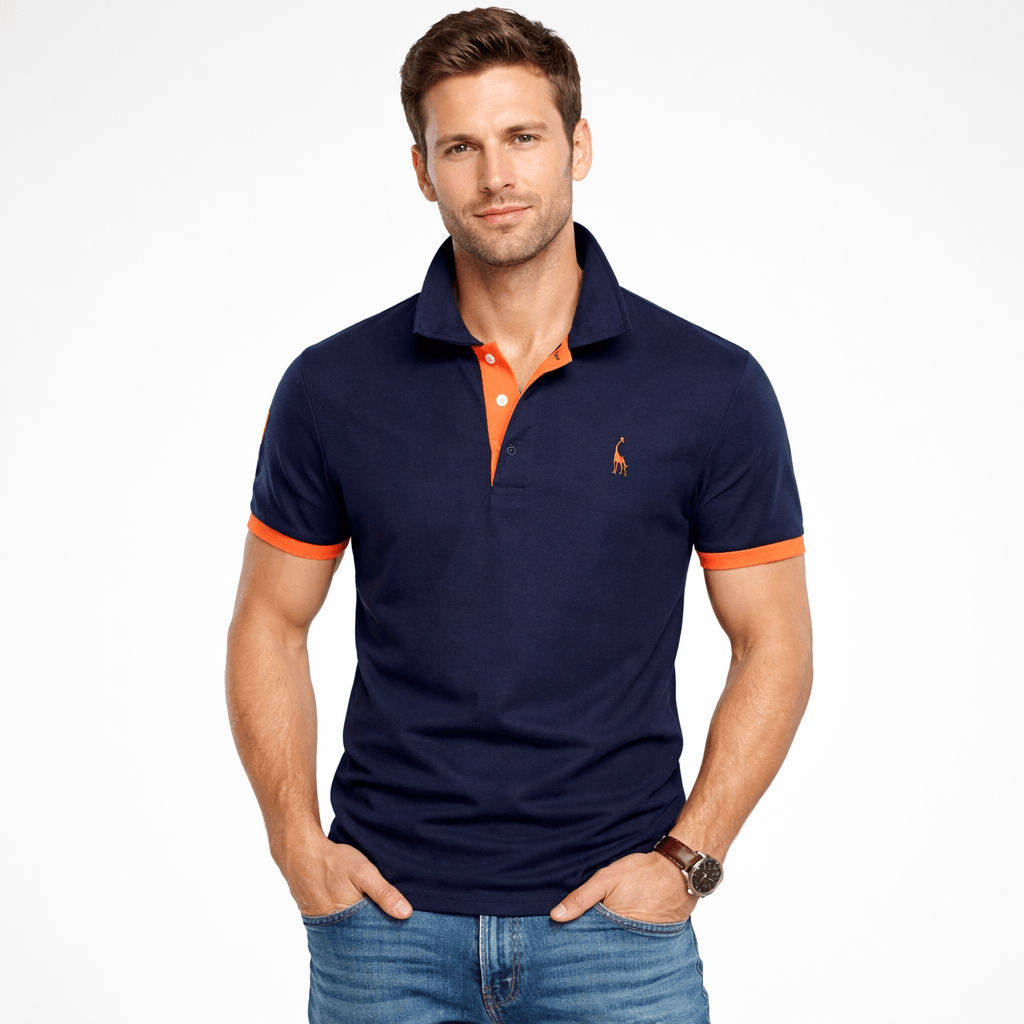Kent Camden Orange & Navy Blue / S ZANE Slim Fit Polo Shirt, Button, Embroidery