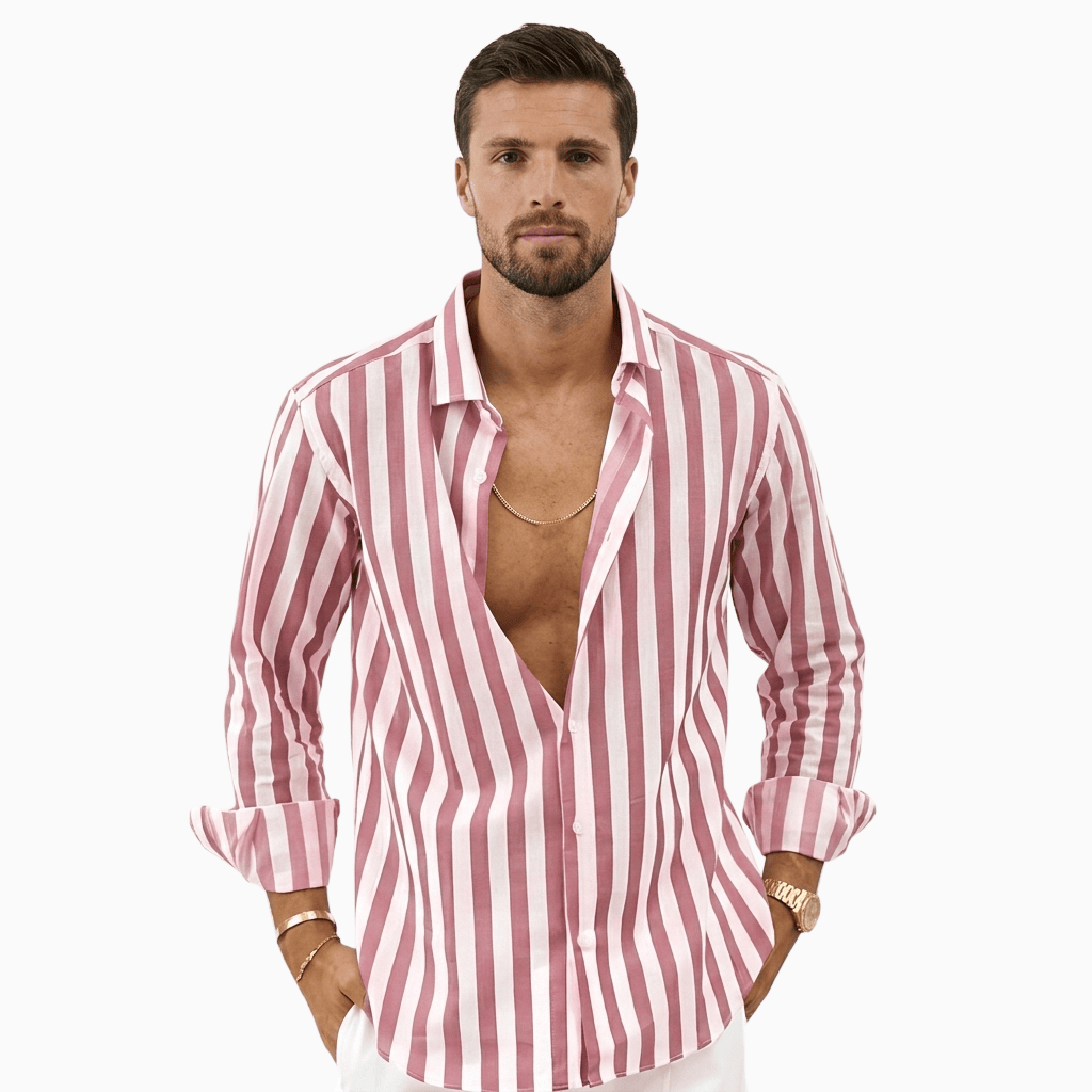Kent Camden Pink Red / S ROGER Casual Linen Shirt Regular Fit