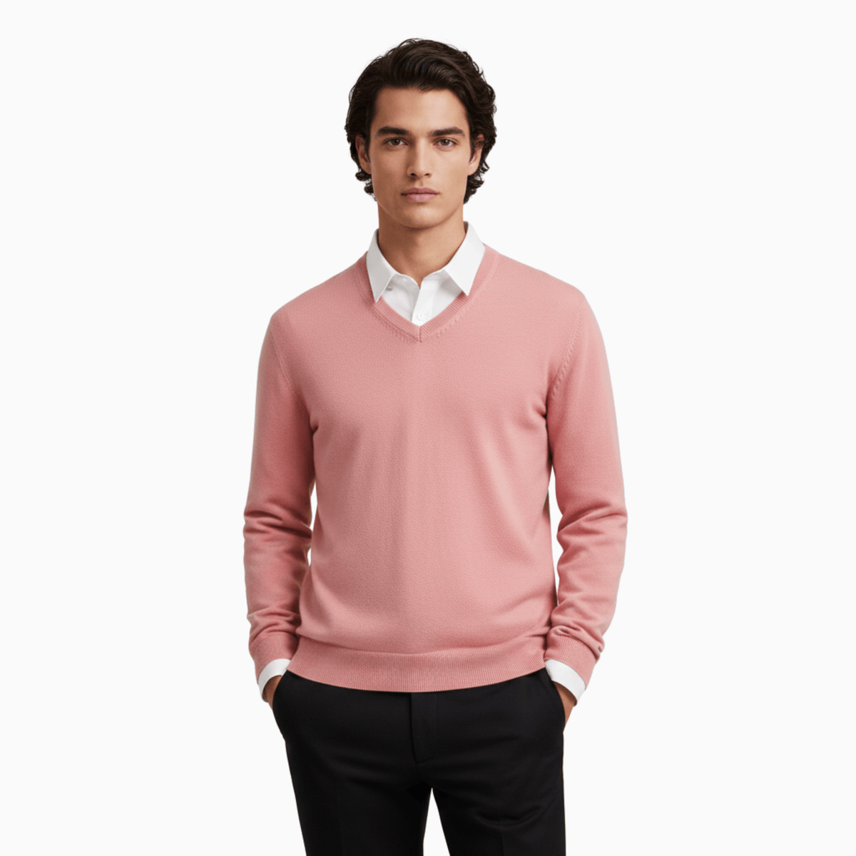 Kent Camden Pink / S CRAIG V-Neck Sweater Regular Fit Wool Blend