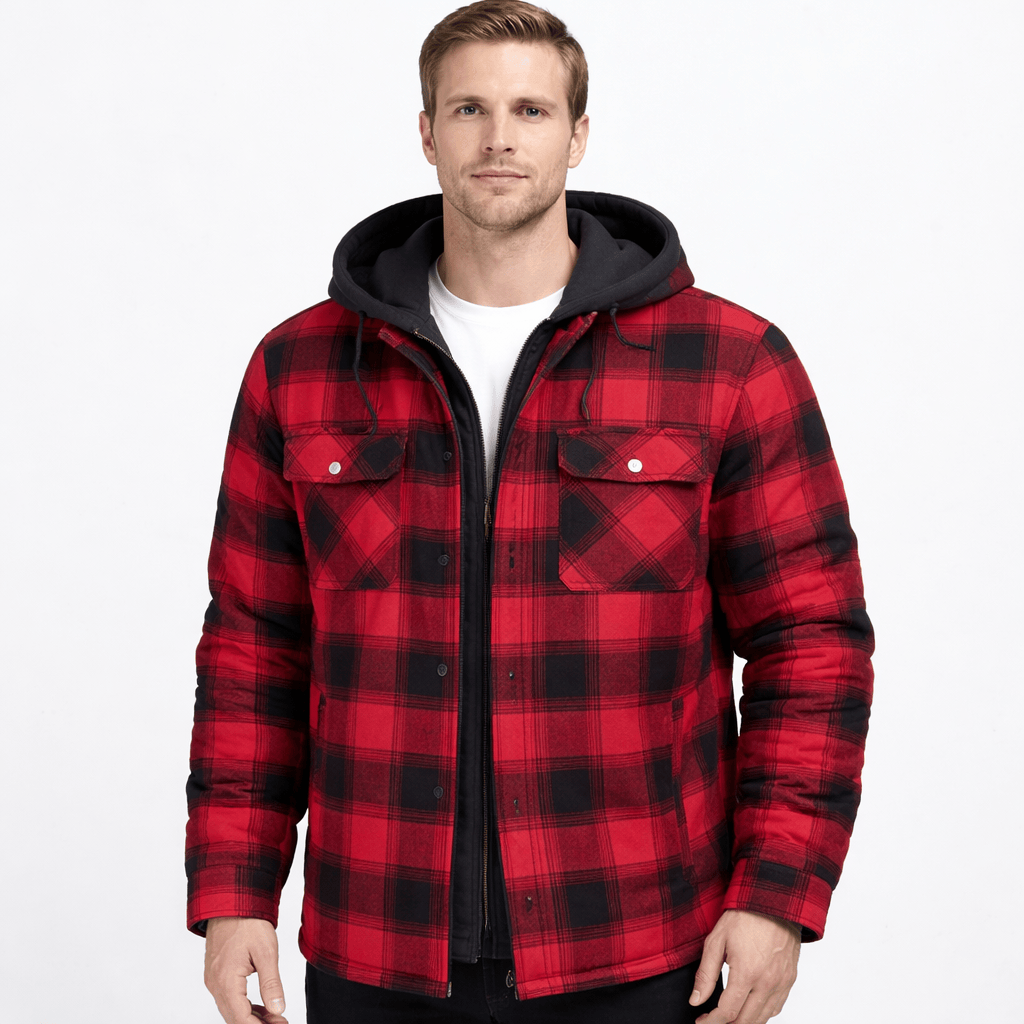 Kent Camden Red / S ALAN Men's Plaid Hoodie Jacket