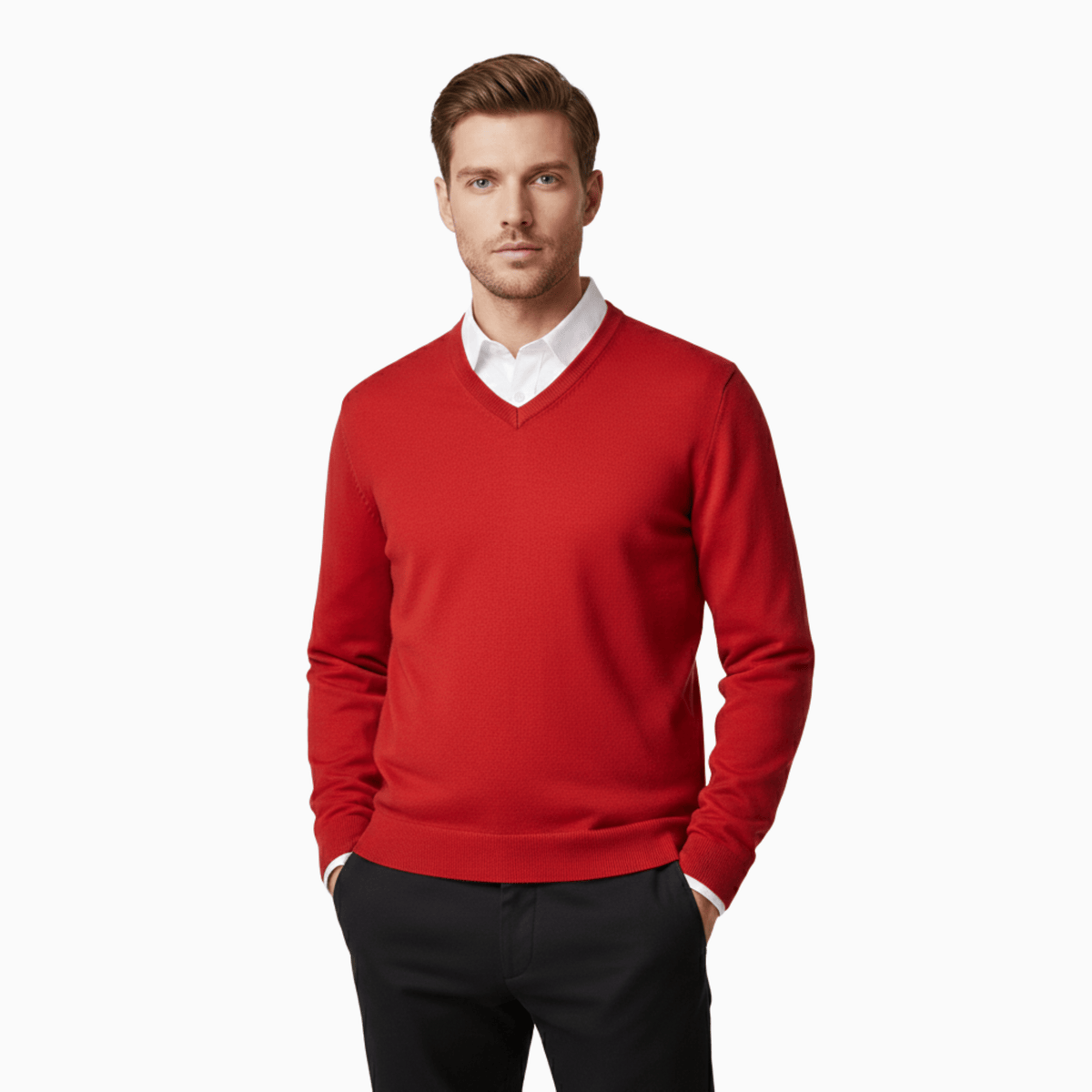 Kent Camden Red / S CRAIG V-Neck Sweater Regular Fit Wool Blend