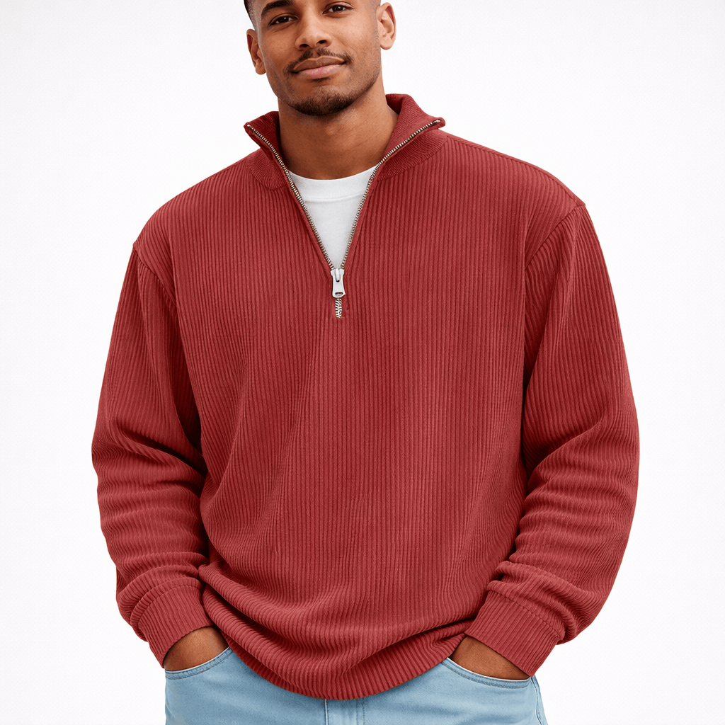 Kent Camden Red / S IAN Casual Striped Zip Sweatshirt