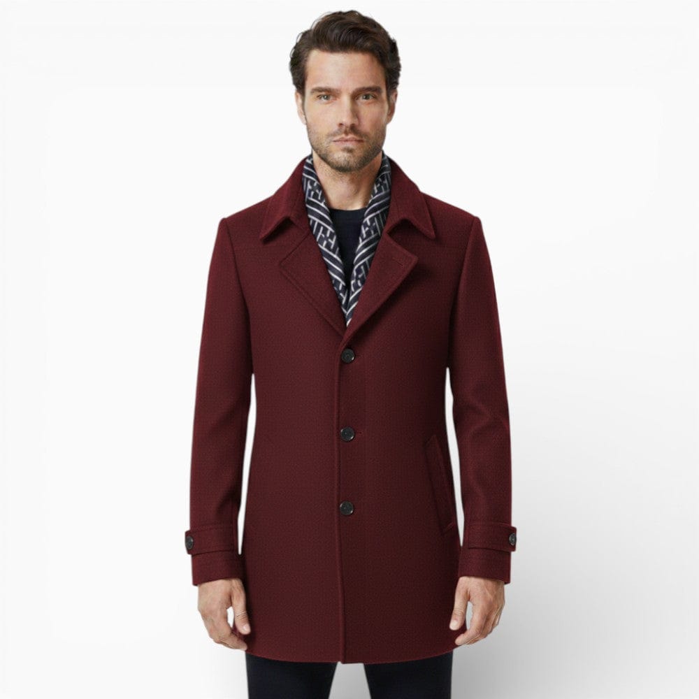 Kent Camden Red / S REID Long Buttoned Coat with Wool Lining