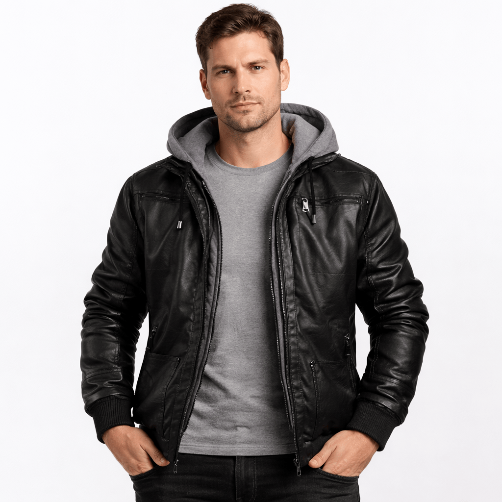 Kent Camden S TONY Casual Leather Jacket, Zipper & Detachable Hood