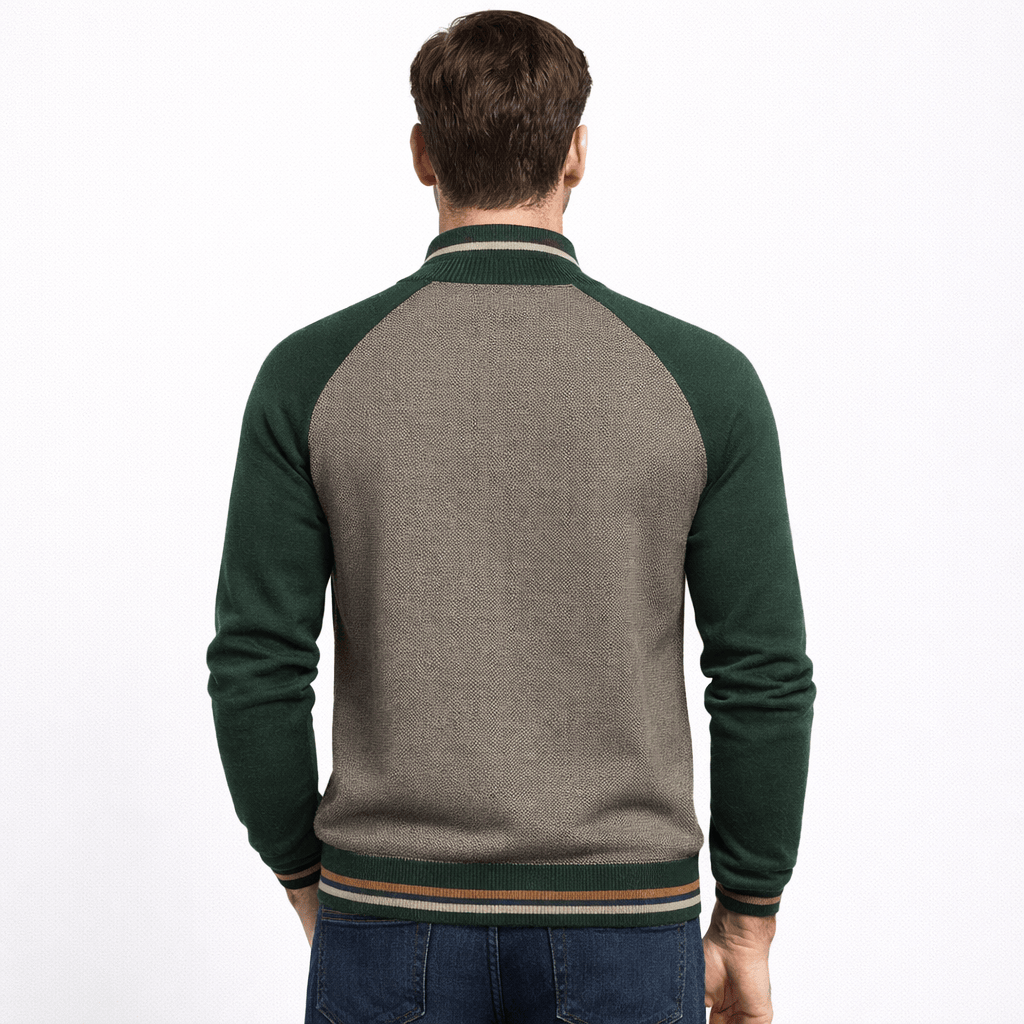 Kent Camden SERGE Men's Zip-Up Cardigan, Square Collar, Cotton Lycra