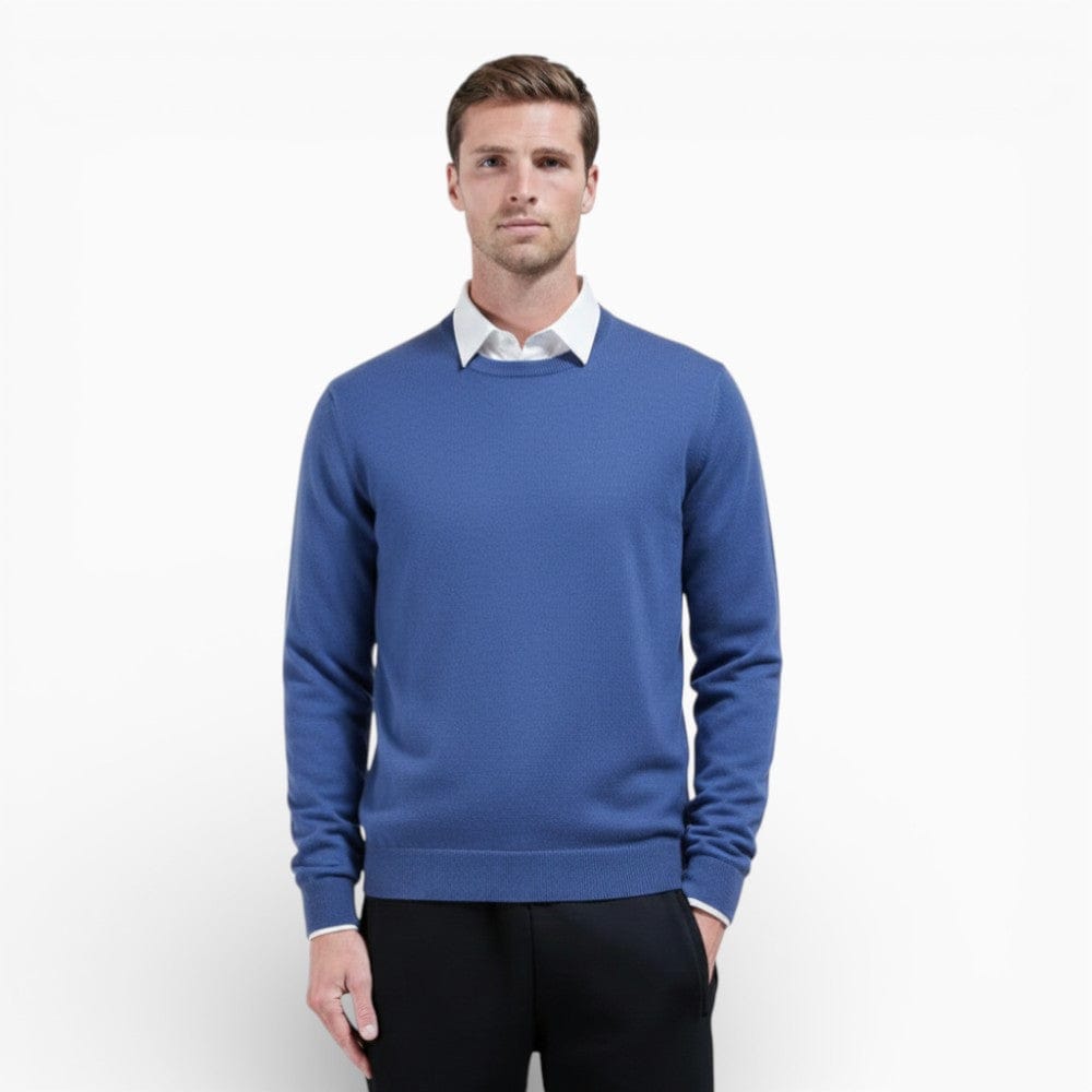 Kent Camden Sky Blue / M BROCK Solid Knit Sweater Regular Fit Wool Polyester