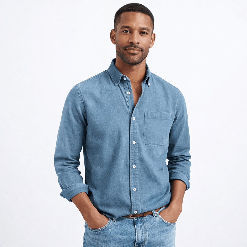 Kent Camden Sky Blue / S EDWARD Casual Button-down Shirt Cotton Solid Color