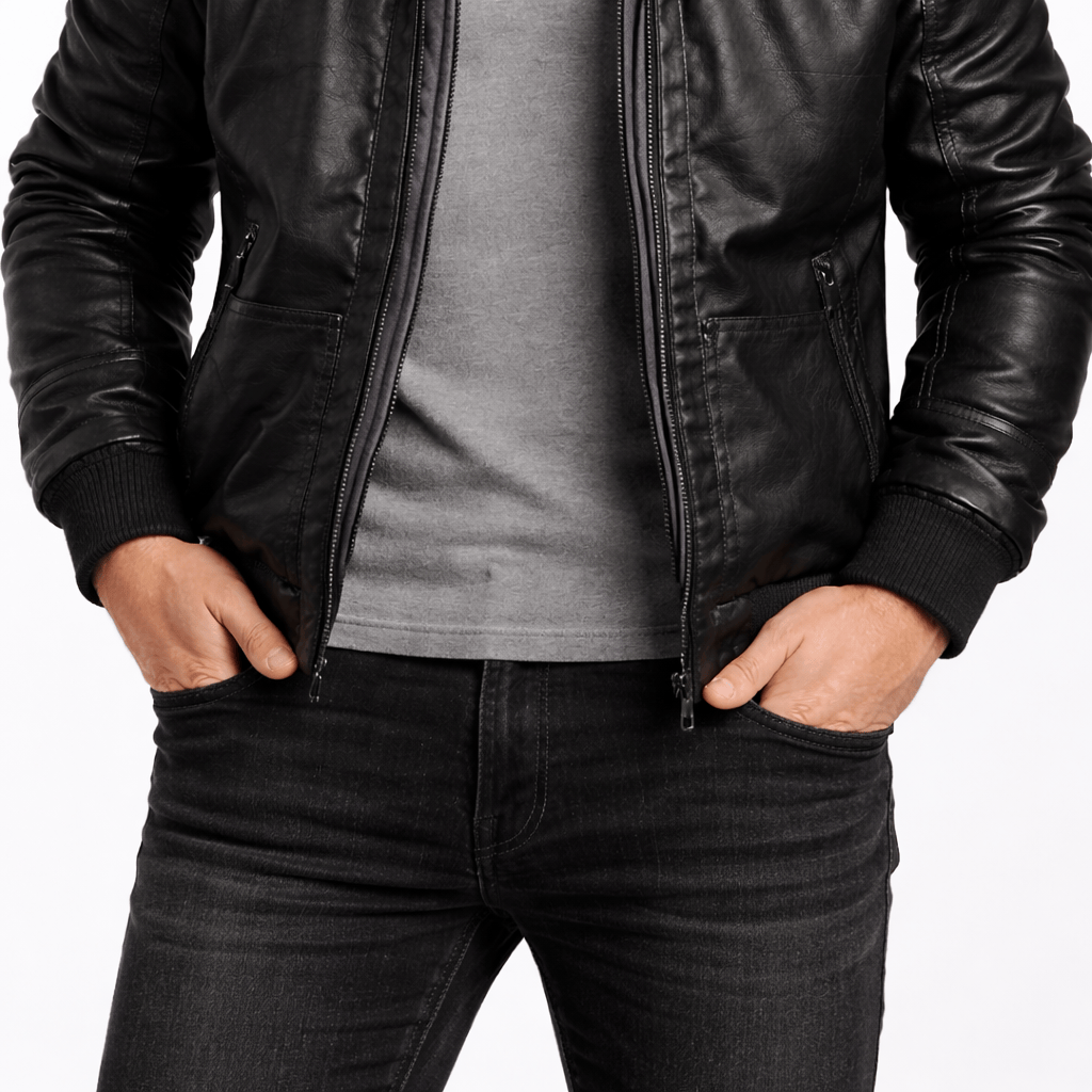 Kent Camden TONY Casual Leather Jacket, Zipper & Detachable Hood