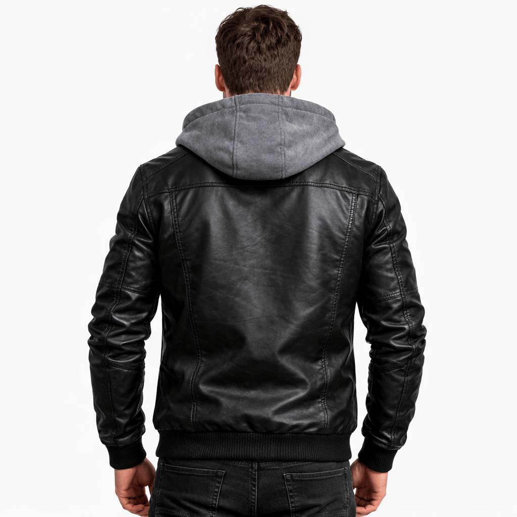 Kent Camden TONY Casual Leather Jacket, Zipper & Detachable Hood