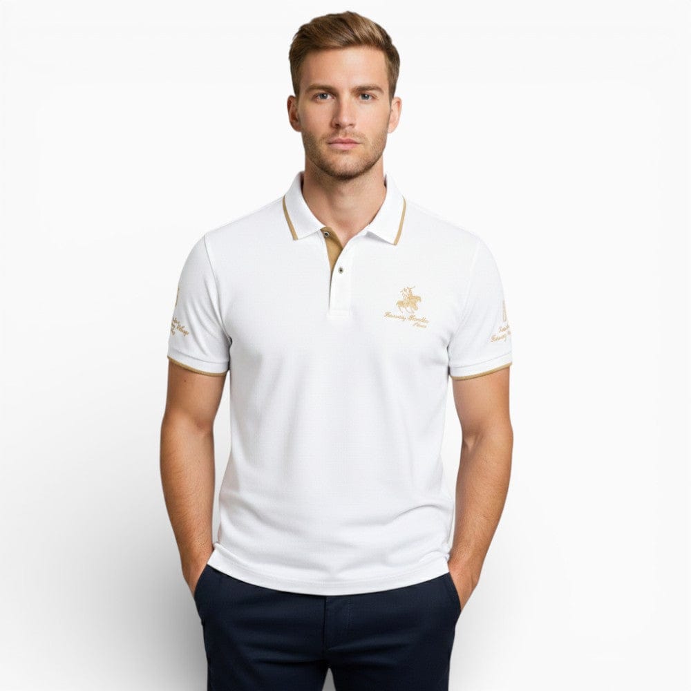 Kent Camden White / M BENJAMIN Embroidered Cotton Polo Shirt Regular Fit