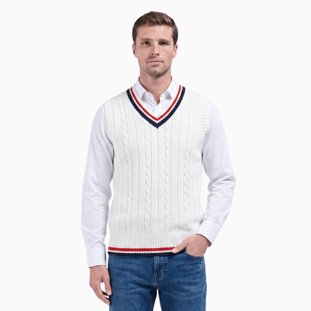 Kent Camden White Red / S MAVERICK Regular Fit Polyester Jacket with Round Collar