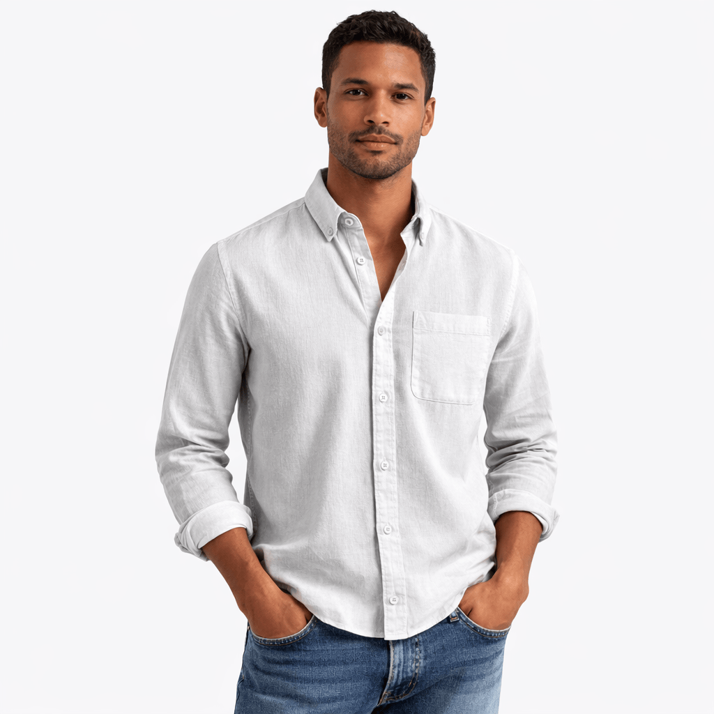 Kent Camden White / S EDWARD Casual Button-down Shirt Cotton Solid Color