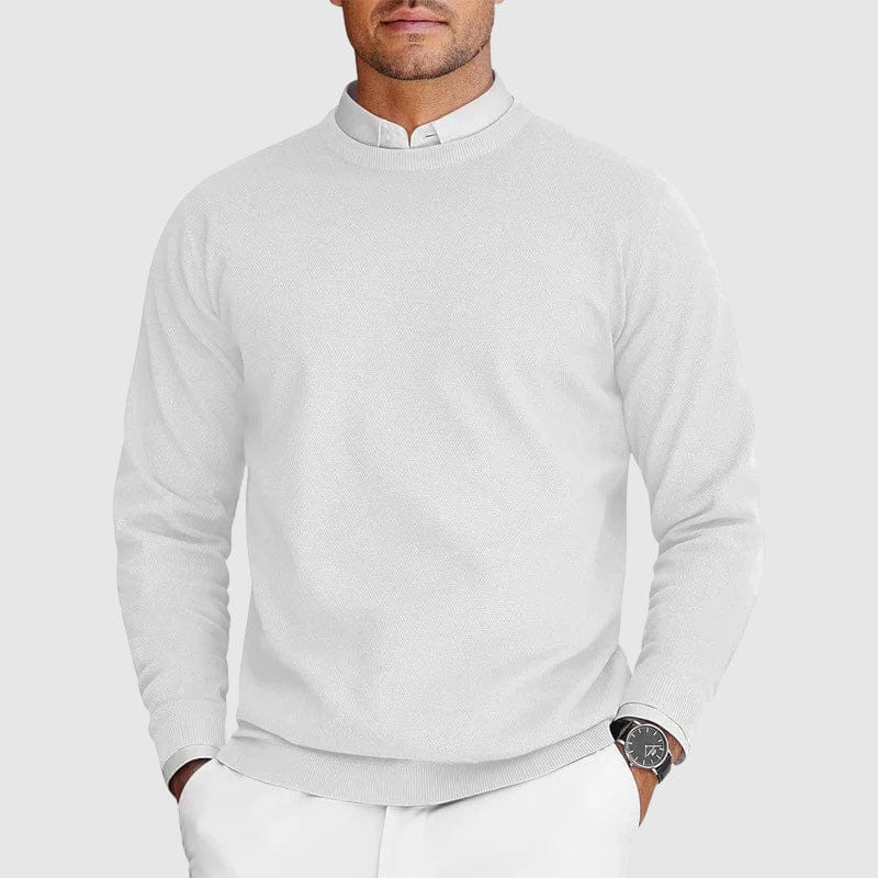 Kent Camden White / S FREDDIE Casual Wool Knit Sweater