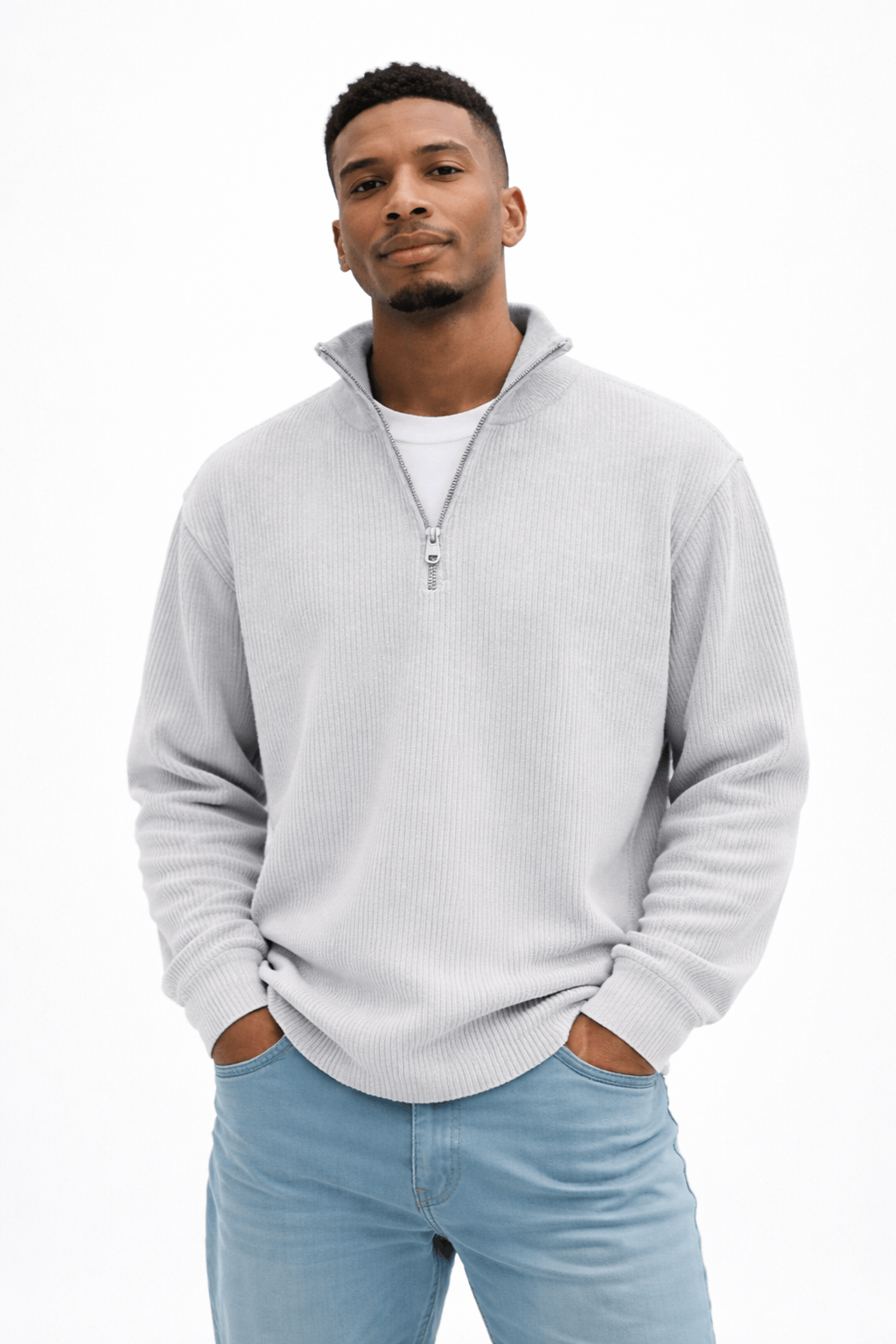 Kent Camden White / S IAN Casual Striped Zip Sweatshirt