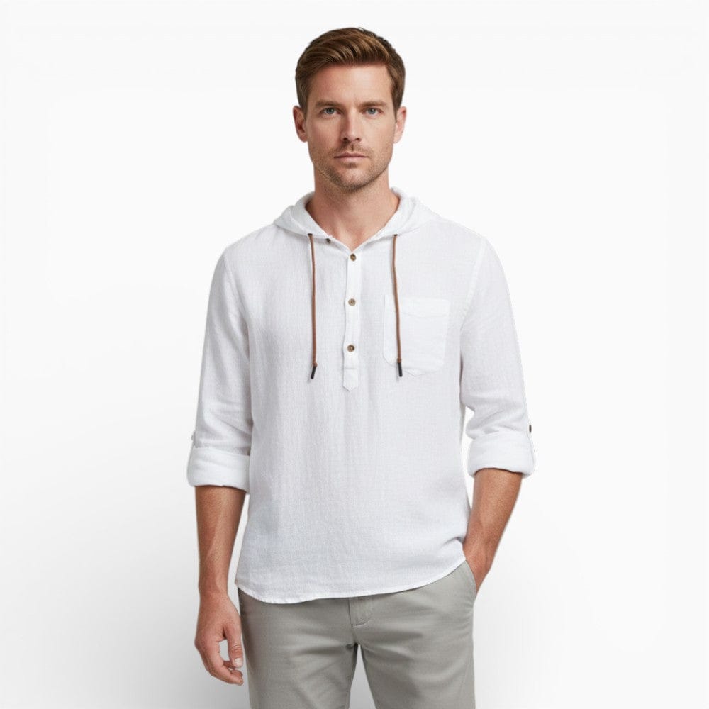 Kent Camden White / S IAN Classic Hawaiian Shirt with Button Closure.