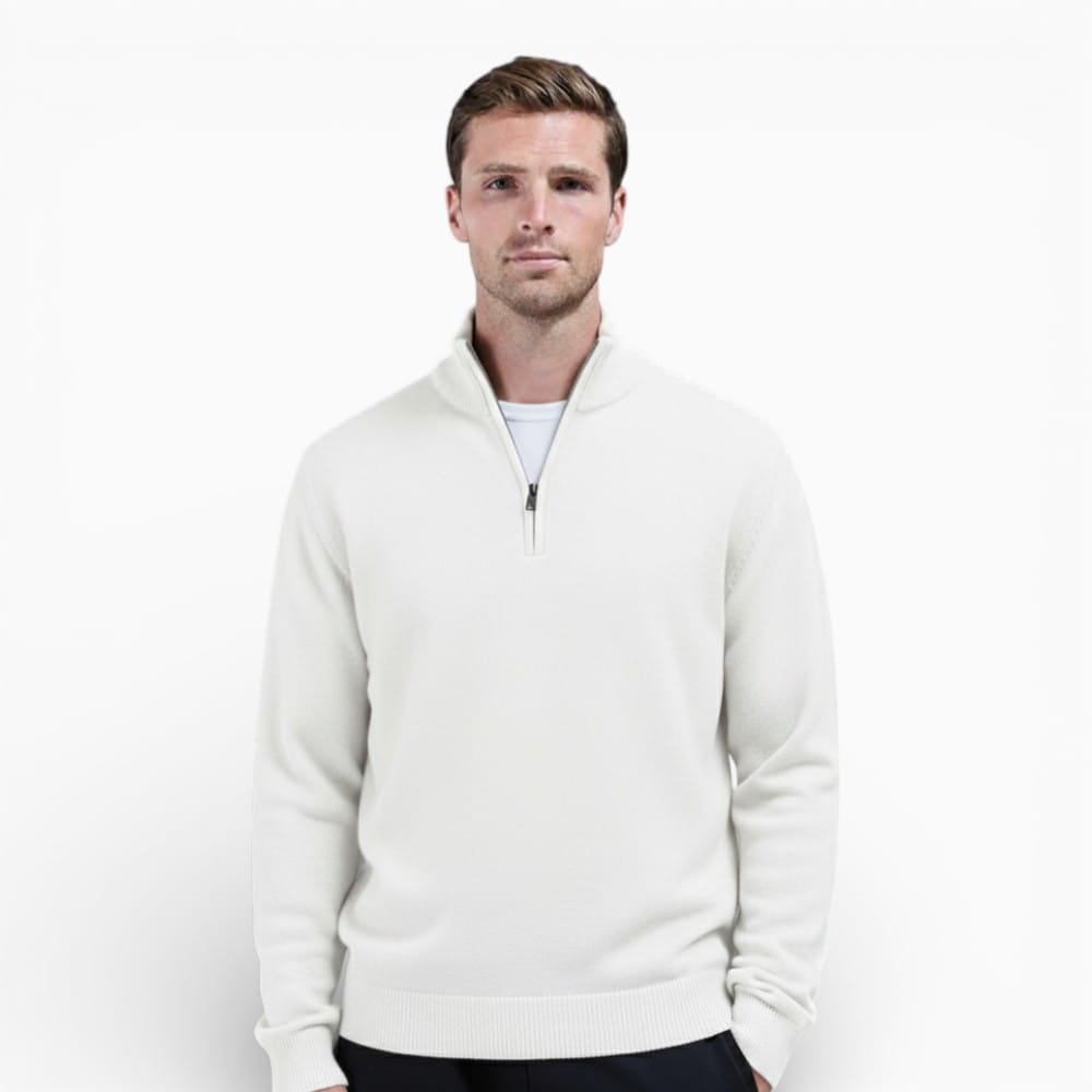 Kent Camden White / S OLIVER Zip-up Cashmere Sweater