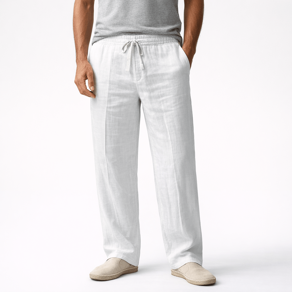 Kent Camden White / S SEAN Casual Harem Pants, Cotton Linen, Loose Fit