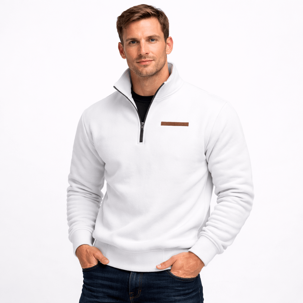 Kent Camden White / S SHAY Zip-Up Fleece Sweatshirt