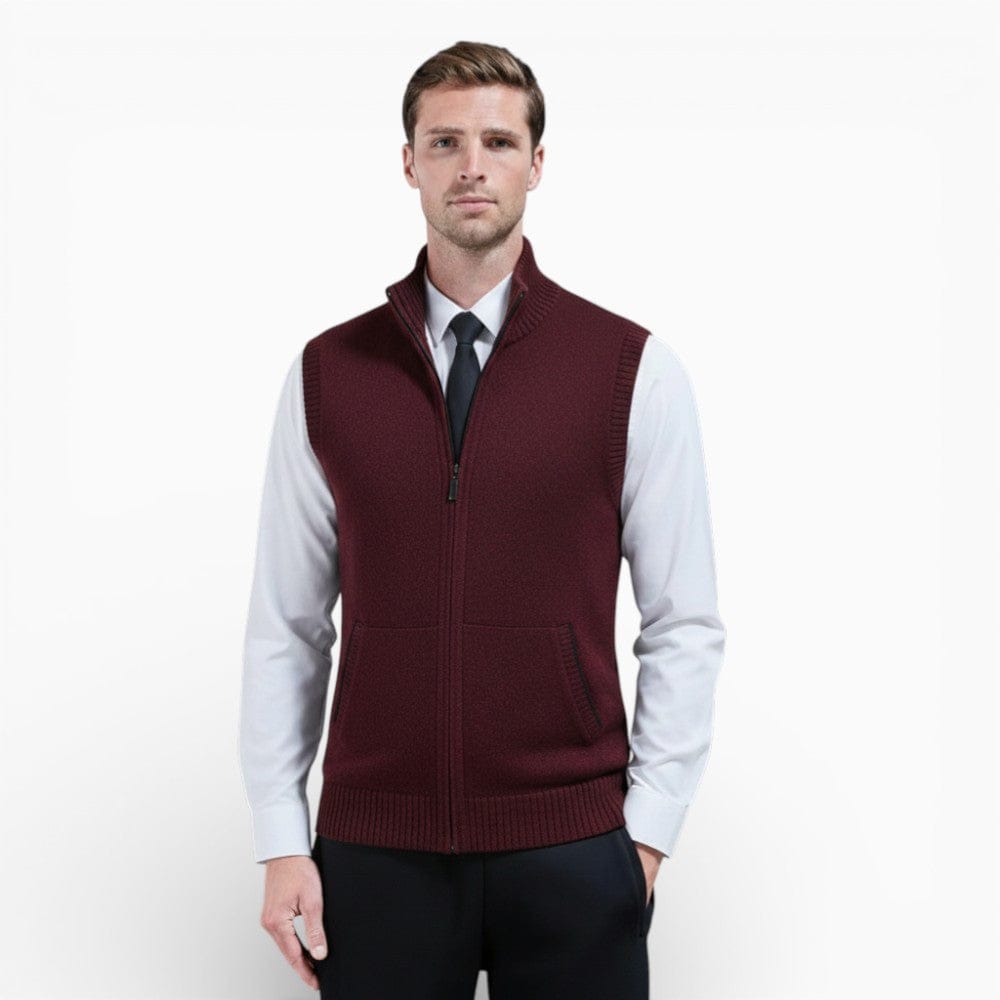 Kent Camden Wine Red / M GRANT Zippered Sleeveless Knit Vest