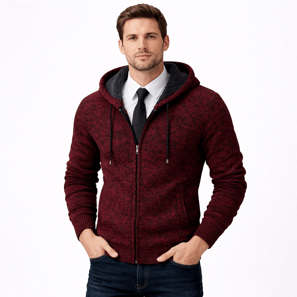Kent Camden Wine Red / S SEBASTIAN Zipper Cardigan Hooded Regular Fit Sweater